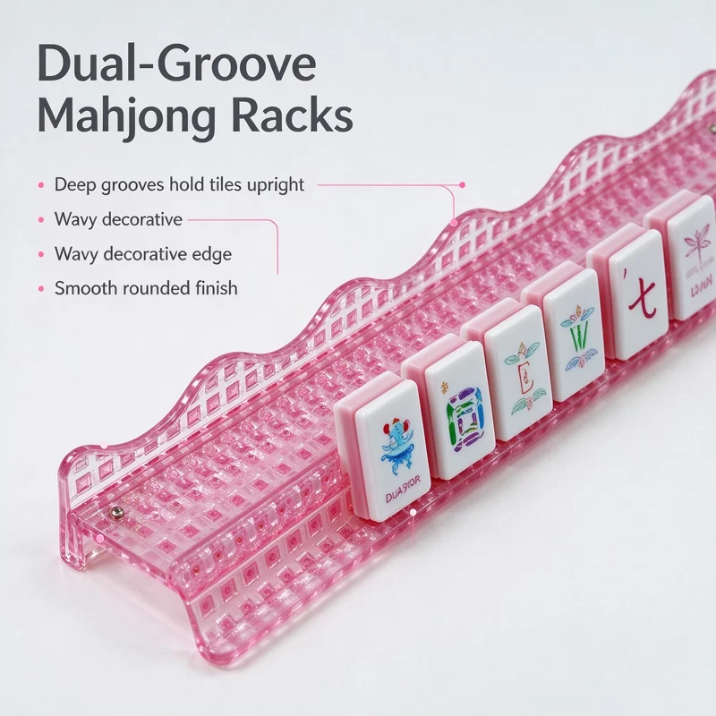 Grid Pattern Acrylic Magnetic Mahjong Racks with Wavy Edges - image 5
