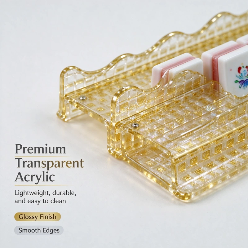 Grid Pattern Acrylic Magnetic Mahjong Racks with Wavy Edges - image 3