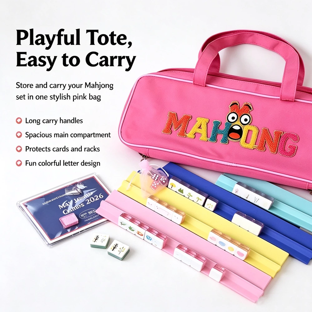 Pink Cartoon Emoji Mahjong Set - image 4