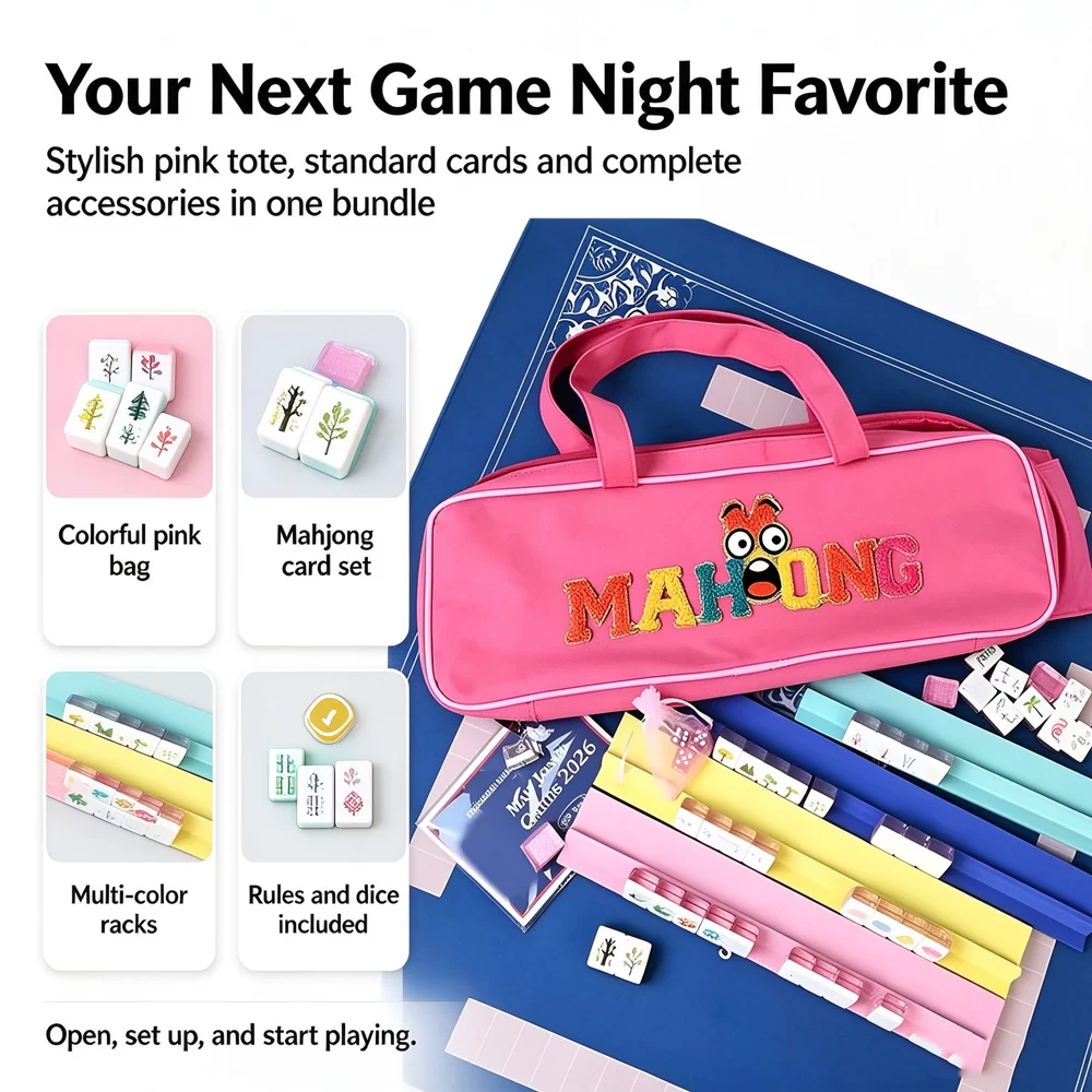 Pink Cartoon Emoji Mahjong Set - image 3