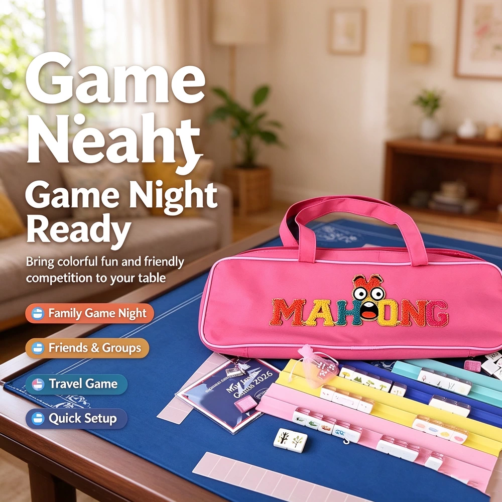 Pink Cartoon Emoji Mahjong Set - image 2