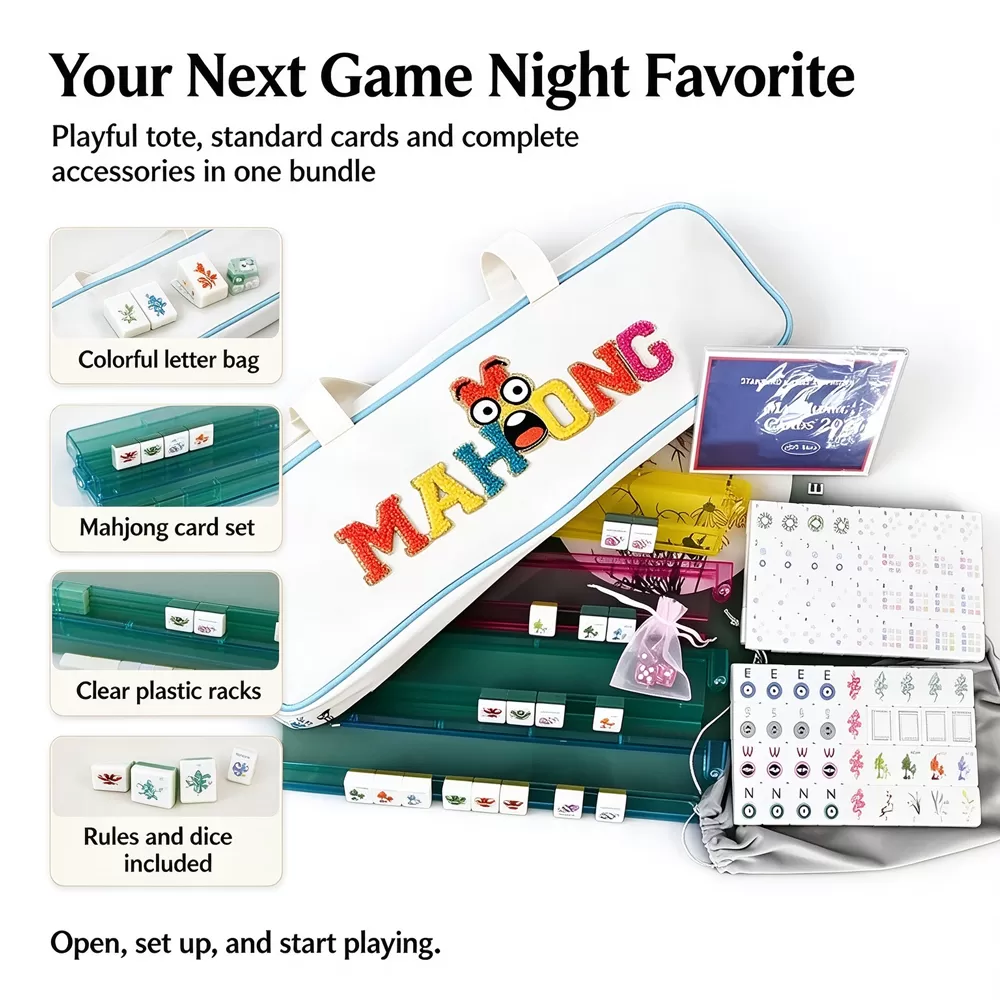 White Cartoon Emoji Mahjong Set - image 3