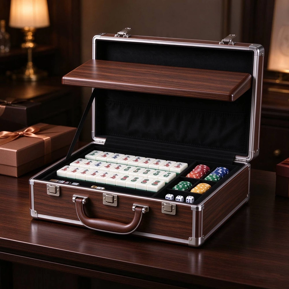 Mahjong Display & Travel Case with Wooden Finish - image 4
