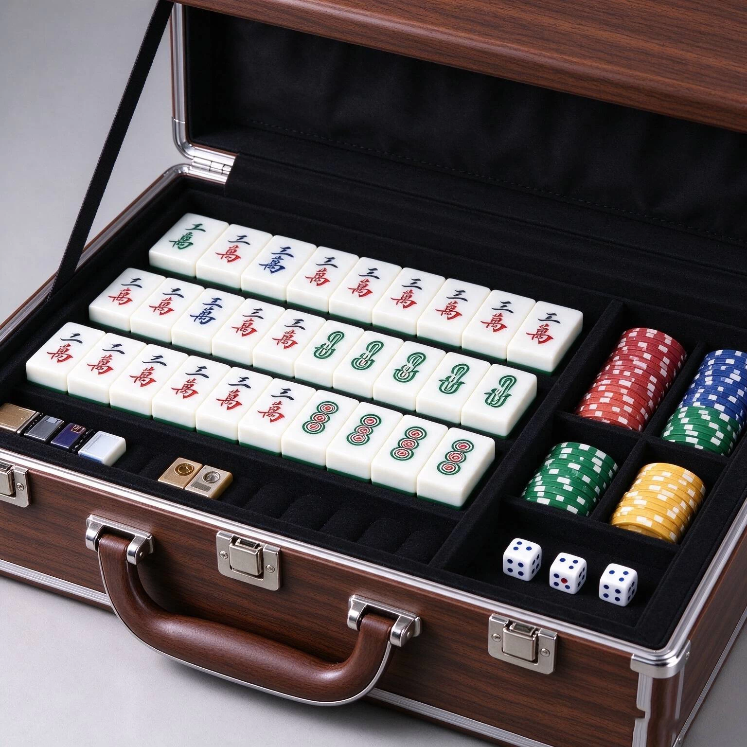 Mahjong Display & Travel Case with Wooden Finish - image 2