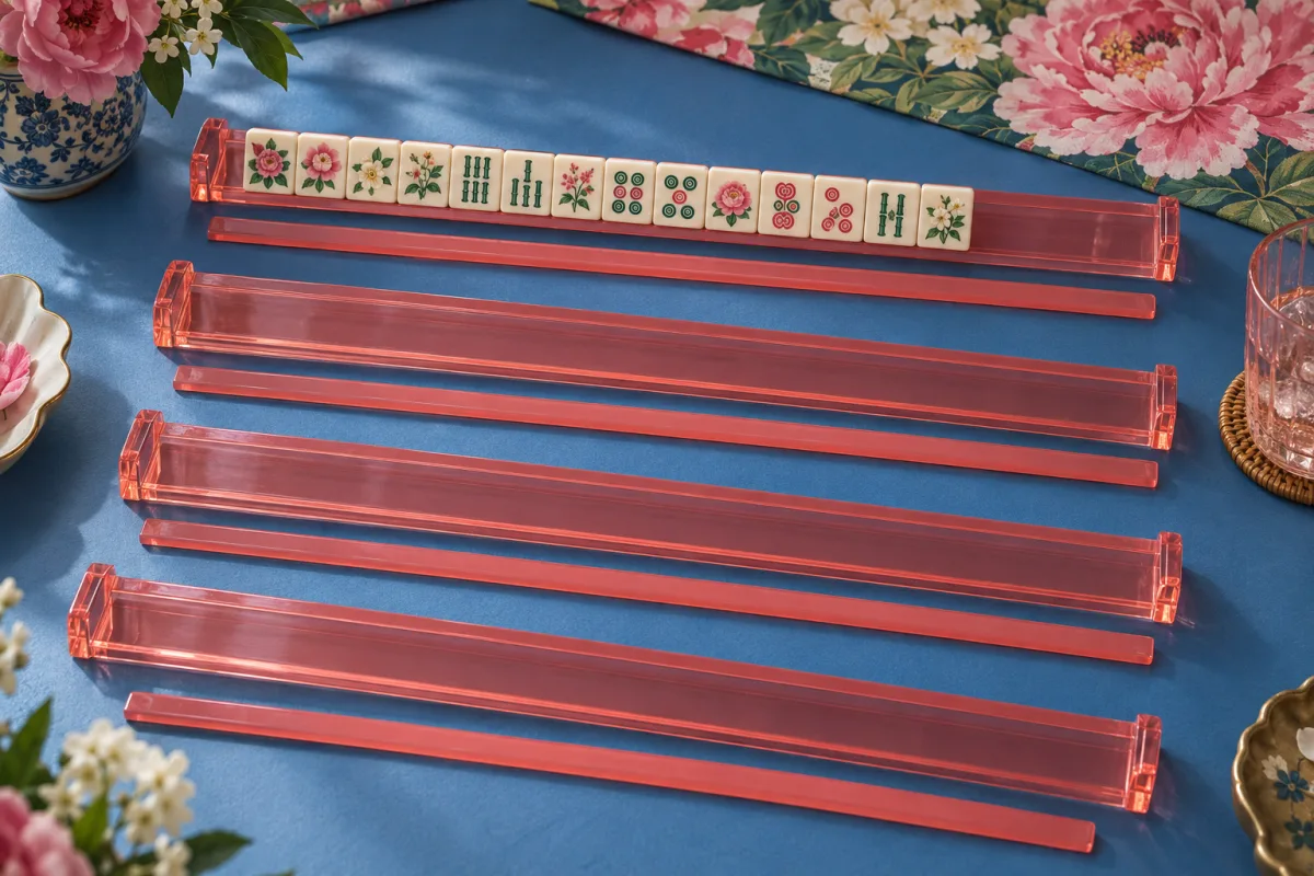 Mahjong tile racks and pushers