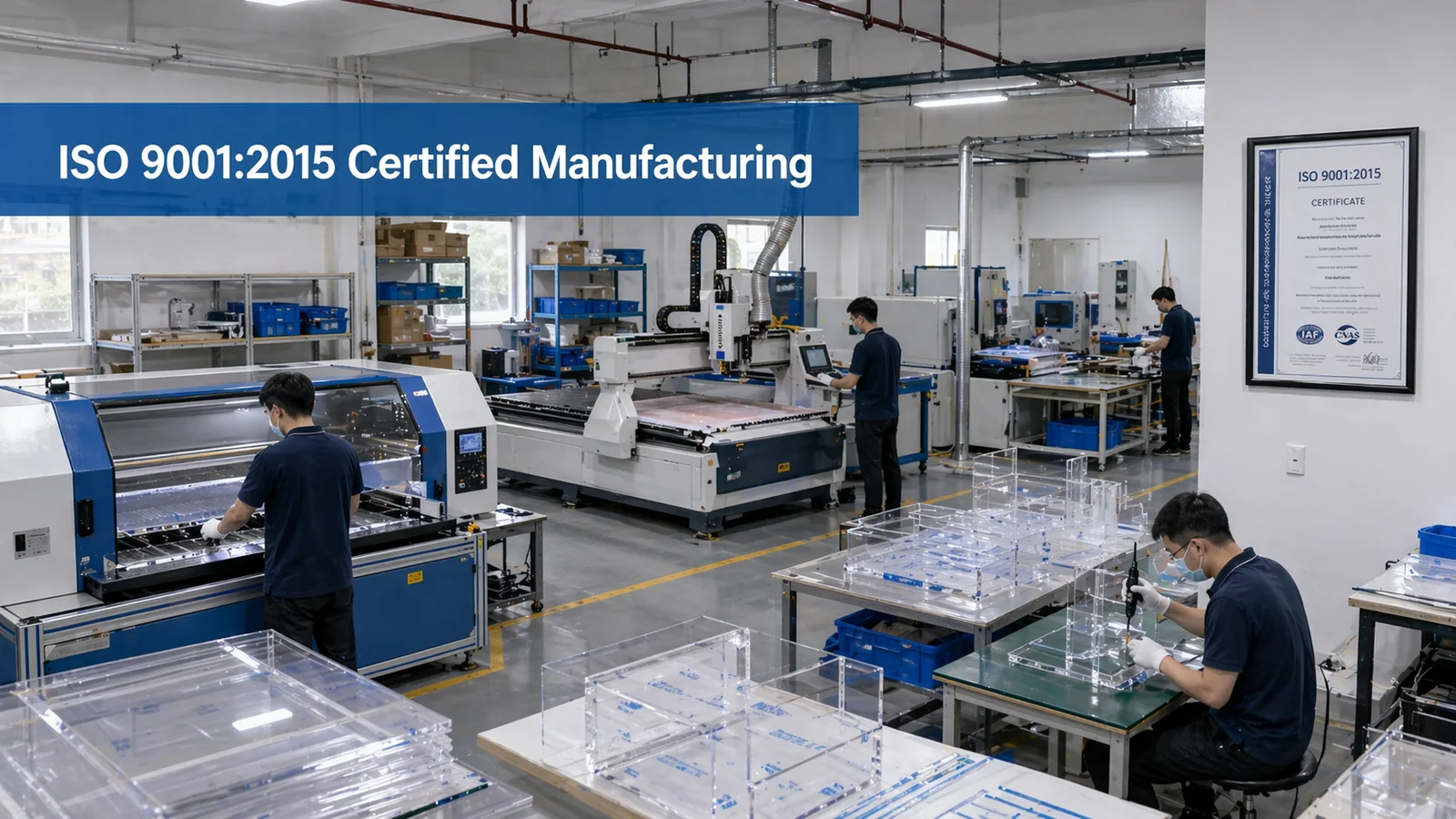USMJ Shenzhen production floor — cast PMMA mahjong tile manufacturing