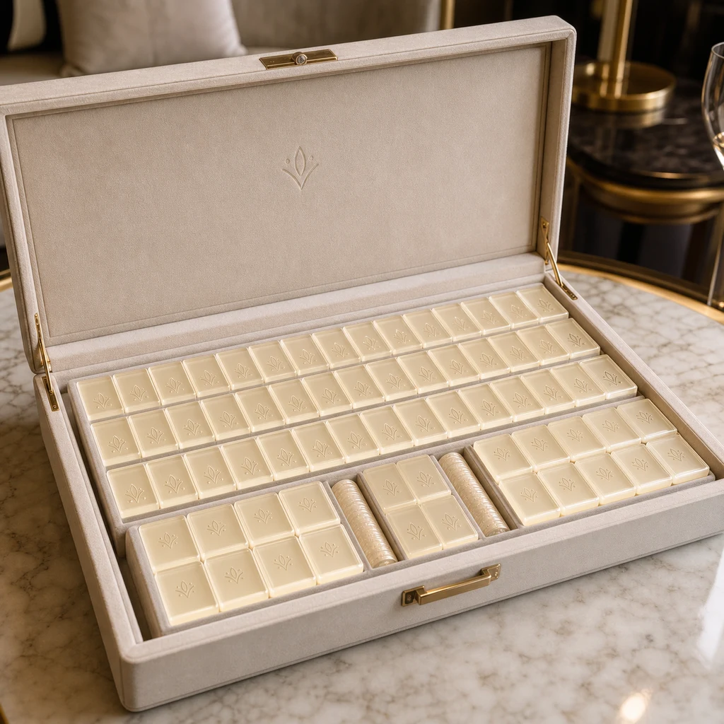Hotel mahjong rack and pusher set matching the tile colorway